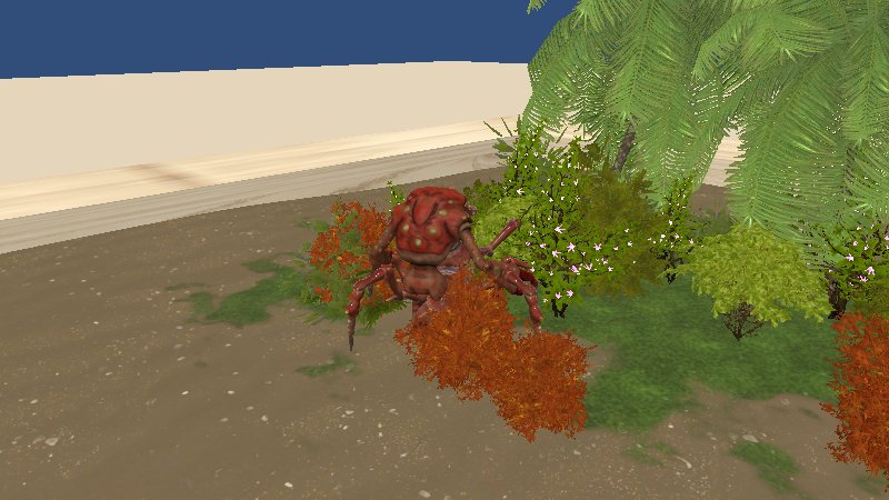 The creature molting, its old shell left behind